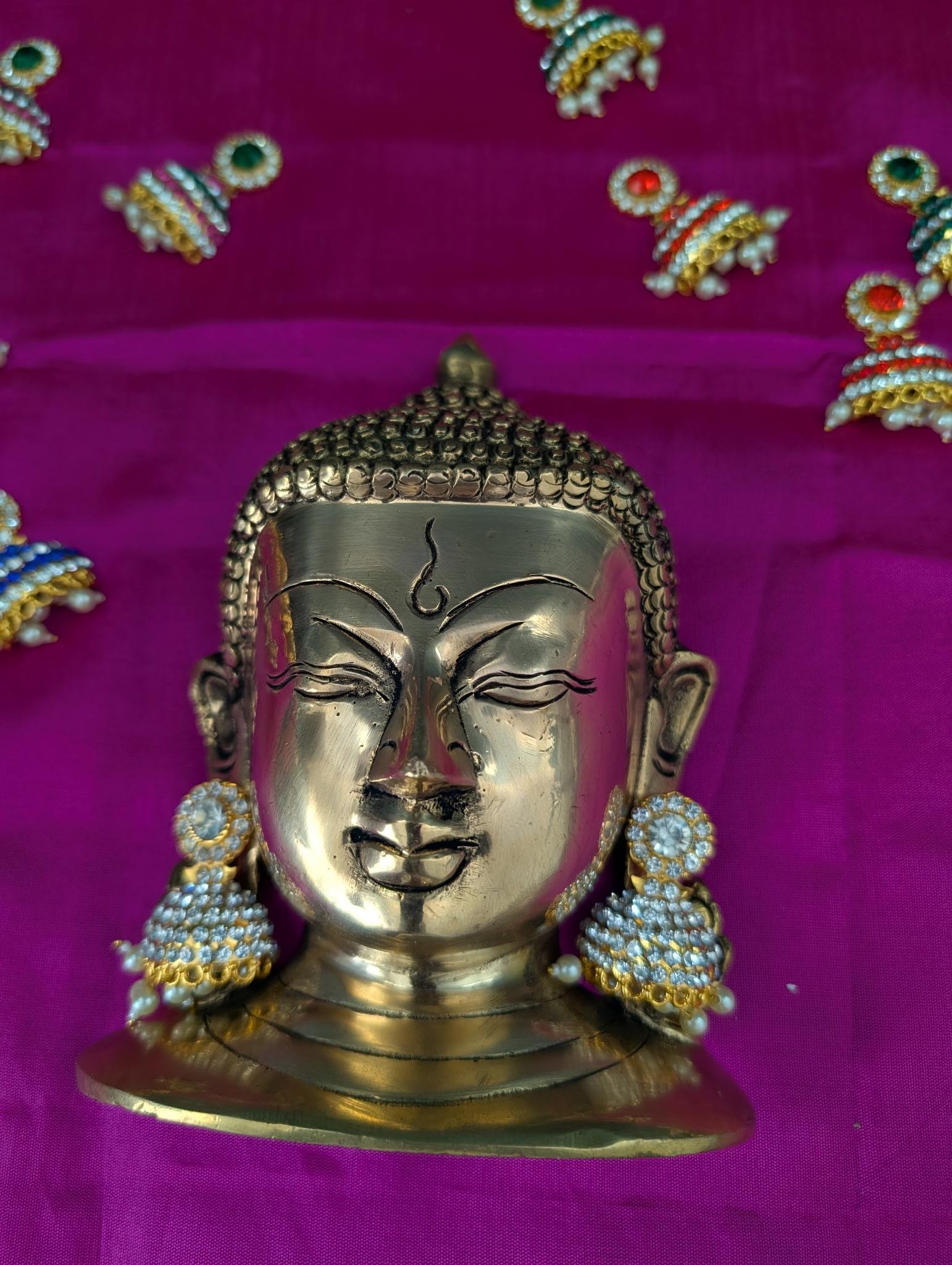 Stone-Studded Mango & Peacock Jhumka Earrings for Deity Idols