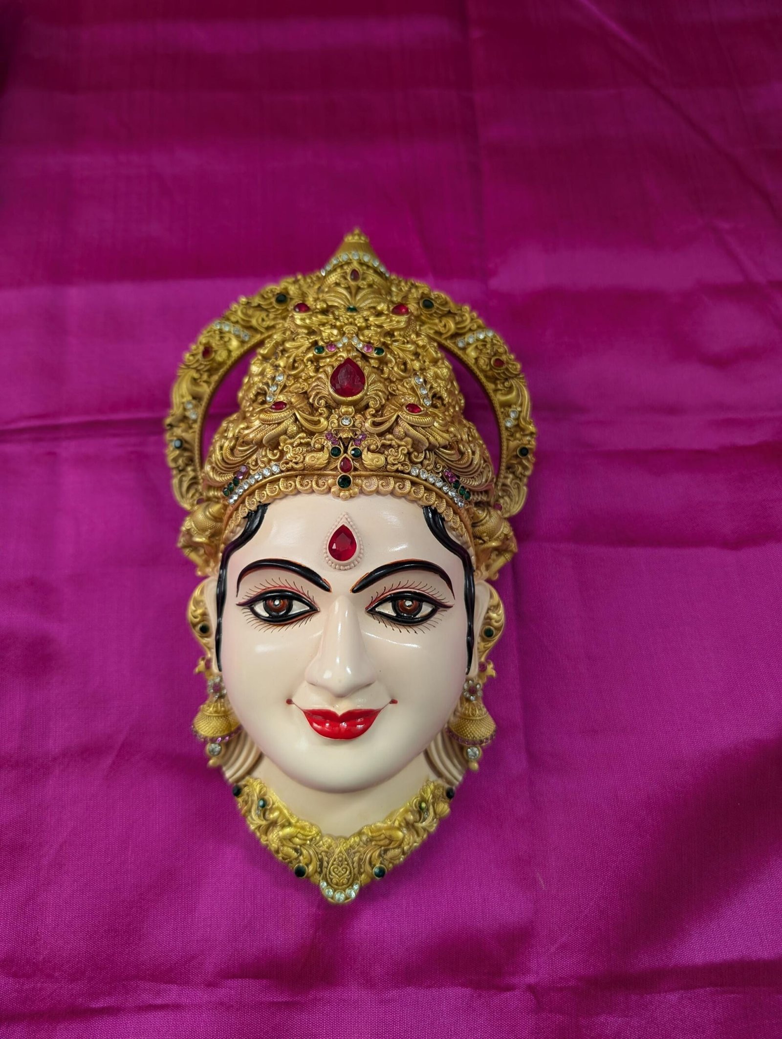 Stone-Embellished Varalakshmi Ammavaru Deity Face (7 Inch)