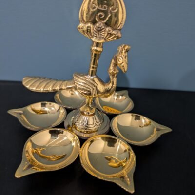 Traditional Brass Kerala Panchamukhi Diya Lamp